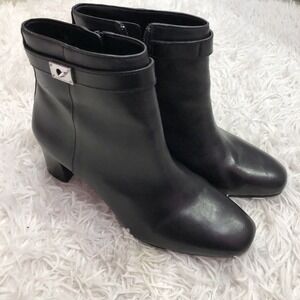 Antonio Melanie Hardine Leather Ankle Heel‎ Boots Black 7.5